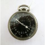 A 1940s Hamilton type 22 Navigator's pocket watch in Keystone 800 silver case. The black 24 hour