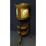 A 19th century French wash stand having gilt mounts and galleries over Sevres porcelain plaques