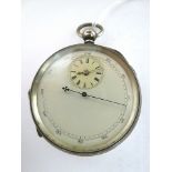 A large silver centre seconds Doctors stop watch, unsigned three quarter plate fusee movement no