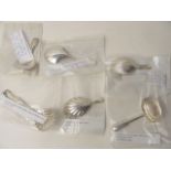 A collection of sic silver caddy spoons, one dated Birmingham 1817, by Joseph Wilmore