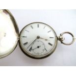A mid 19th century silver hunter fusee lever watch, signed Robert Matthews Ely no 13292, silver