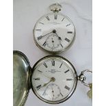Two silver pocket watches by Dent, London, one full hunter, fusee lever, signed and no 34868.