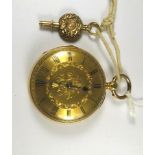 John Jones, London (1815-1909) an 18ct gold cased key wine pocket watch, the engraved dial with