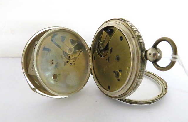 A large silver centre seconds Doctors stop watch, unsigned three quarter plate fusee movement no - Image 2 of 2
