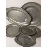 A selection of 18th and early 19th century pewter platters