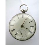 A silver cased Verge watch with enamel dial and offset seconds, signed William Browne, London, no