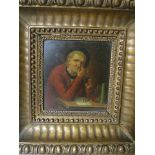 The Snuff taker - a late 18th/19th century oil painting on tin depicting a gentleman dressed in a