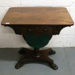 A Regency rosewood work table with single drawer and quadrofoil base, 29 1/2" x 19 1/2" x 28 1/2"