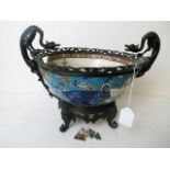 A 19th century bronze mounted ceramic table centre piece A/F