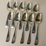 A matched set of ten Georgian silver serving spoons