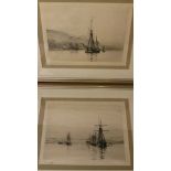 Harold Wyllie - two marine etchings, each singed to margin, mounted and glazed in later gilt frames,