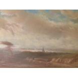 W N Sinks 1881? - an extensive pastel landscape with figures to the foreground, mounted in a gilt