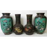 Two Japanese cloisonné vases together with two other Japanese vases