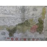 Circa 1630, a 17th century John Speed map of Cornwall and the Irish Sea, 20" x 15"