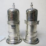 A pair of Victorian pepperettes of cylindrical form, London 1883