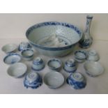 A selection of late 19th/early 20th century blue and white Chinese ceramics to include seven small