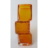 Geoffrey Baxter for Whitefriars, drunken brick layer vase in a tangerine colourway, 8 1/2 high