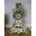 Carl Thieme, Portschappel, a late 19th century German porcelain mantle clock on stand, surmounted