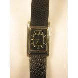 An unusual Jaeger Le Coultre art deco Duoplan, backwind gents wrist watch. The stainless steel