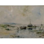 Jack Cox - framed and glazed watercolour of sailing boats