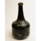 An 18th century English mallet shaped port bottle, circa 1740, A/F