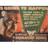 A framed 1962 film poster, The Premature Burial by Stafford & Co, Netherfield, Nottingham, 30 x 40