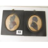 A pair of early 19th century ebony framed silhouettes of Sarah and Robert Hindmarsh, founder of