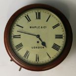 Maple & Co, London, a Victorian mahogany cased dial clock with 12 cream enamelled Roman dial