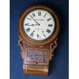 A late 19th/early 20th century Jerome & Co American walnut cased wall clock, the case with hinged,