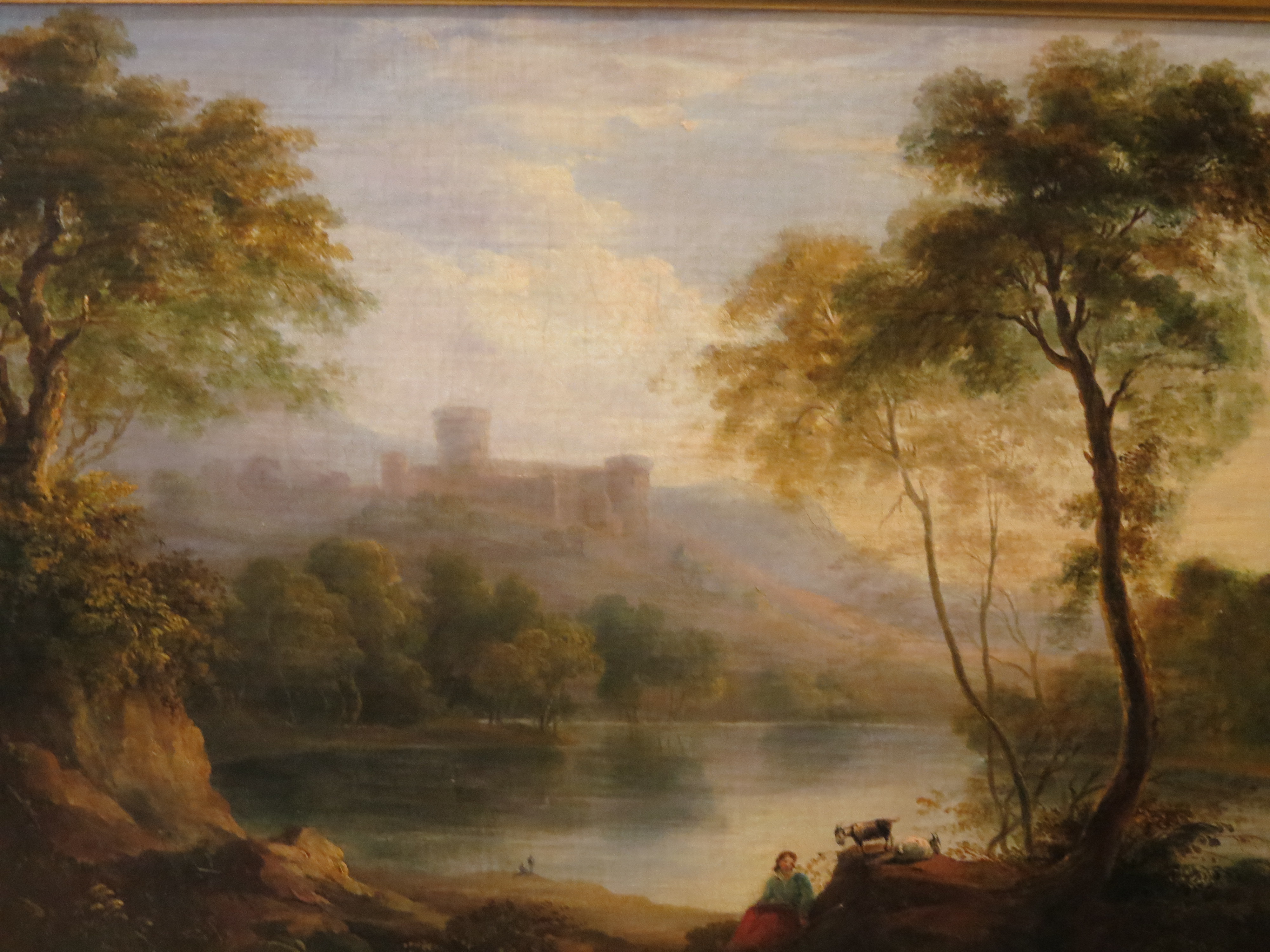 Richard Wilson Attrib. - an early 19th century gilt framed oil on canvas painting, country landscape
