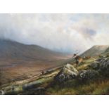 I MacGillvray - Stags on the Duncan Estate, oil on board Scottish highland scene, signed and dated