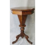 An early Victorian inlaid walnut trumpet formed work table