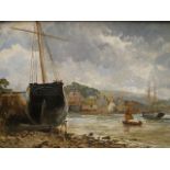 Joseph Pike, 1900 - a framed oil on board harbour scene, unsigned, 13 x 9