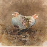 Ian Macgillvary - Two Partridges, a watercolour, monogram lower right corner, mounted and glazed