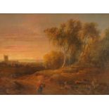 A 19th century gilt framed oil on canvas country landscape, unsigned, entitled Bangor, 13 x 8