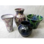 Group of four Janice Tchalenko Dartington studio pottery vases
