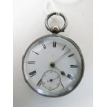 A Wehrle & Sons, Cambridge silver cased, open faced pocket watch with lever movement, white enamel