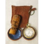 John Barker & Co Ltd, Kensington, a leather cased compensation barometer, along with a carved wooden