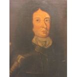 18th Century portrait, Oliver Cromwell in armour, oil on canvas, 25 x 30