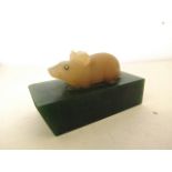 In the manor of Faberge, an early 20th century Russian carved stone figure of a mouse, having