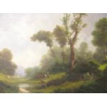 Tony Bordignon - a gilt framed oil on canvas painting of a country landscape, signed lower right, 19