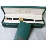 A boxed Favre Leuba 18k gold cased wrist watch on original leather strap