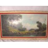 Tony Bordignon - a gilt framed oil on canvas country landscape with a stream to the foreground,