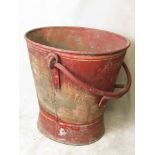 A late 19th /early 20th century red painted metal fire bucket decorated with the Royal Coat of