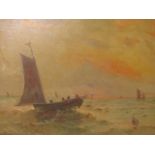Van Scheen, oil, shipping scene in a gilt frame, 30 x 25
