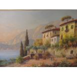 A Ever, Italian coastal scene, oil on canvas, 20 x 40