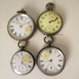 A group of four late Victorian to Edwardian pocket watches to include a small silver English cased