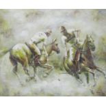 BRITISH SCHOOL, 20 Th CENTURY. A Game of Polo, indistinctly signed, oil on board, 20 x 24 in