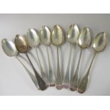 Four early 19th Century French silver Table Spoons old english pattern engraved crests and initials,