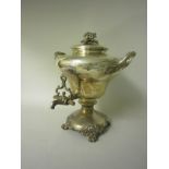 A Sheffield plated Samovar  with flower finial